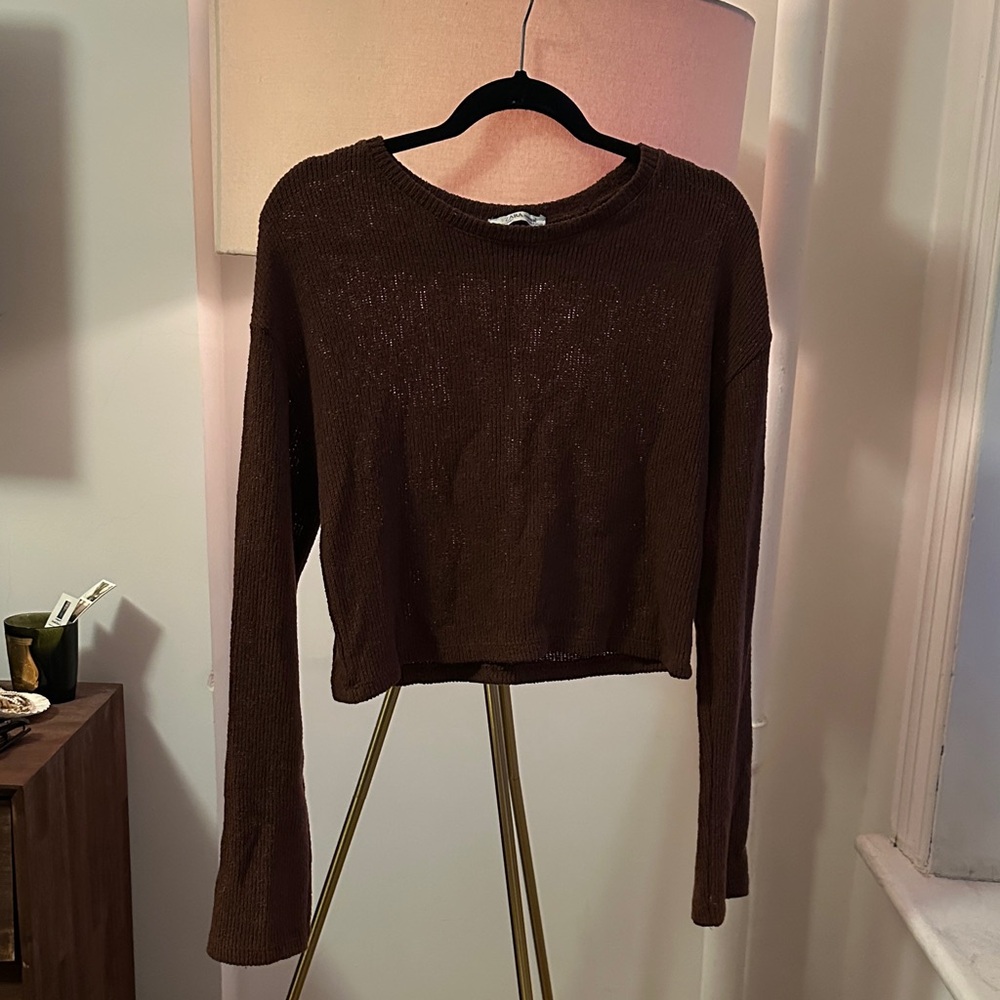 Zara Chocolate Brown Knit Crop Top